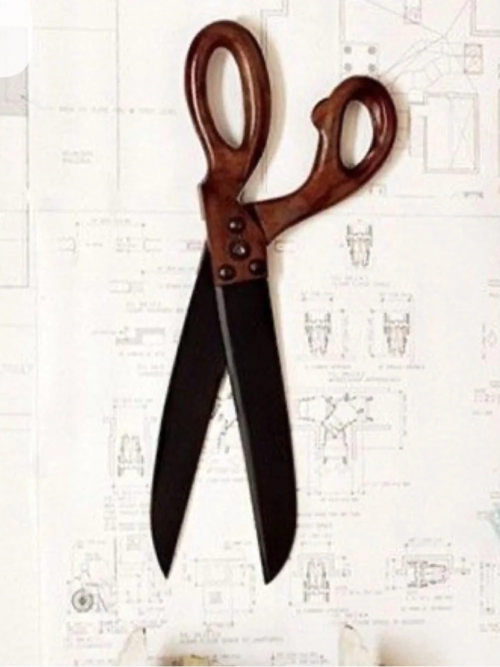 Pottery Barn VINTAGE 36” Oversized Scissors Wall Art - Brown and Black